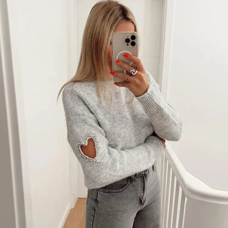 Berg-Feldt | Mode Liebe Herz Ausgehöhlter Pullover