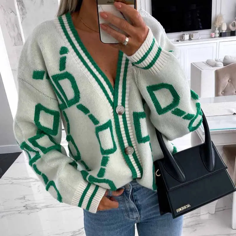 Berg-Feldt | Strickcardigan mit Grafischem Muster Knopfverschluss Trendiger Look