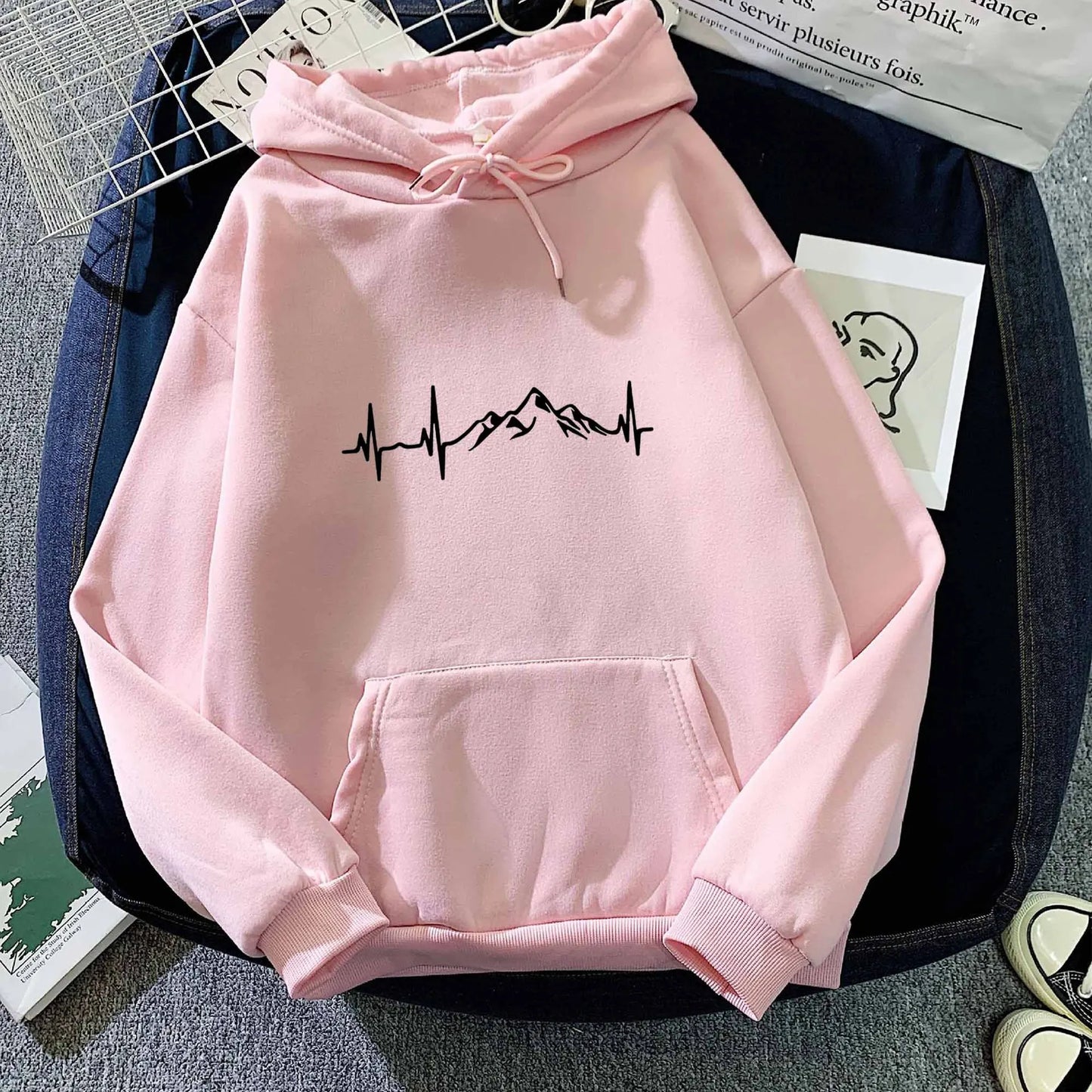 Berg-Feldt | Hoodie mit Puls-motiv Baumwolle und Polyester Trendy und Komfortabel