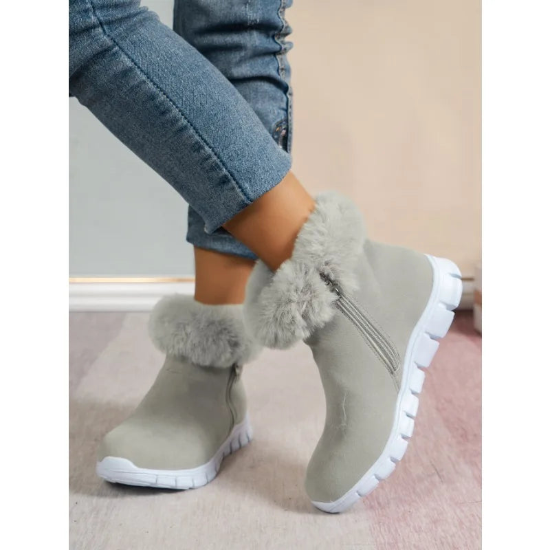 Berg-Feldt | Runde Zehe Schlichte Plüsch Winterschuhe
