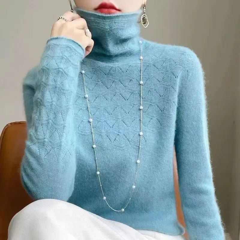 Pull col roulé à motifs pour femme
