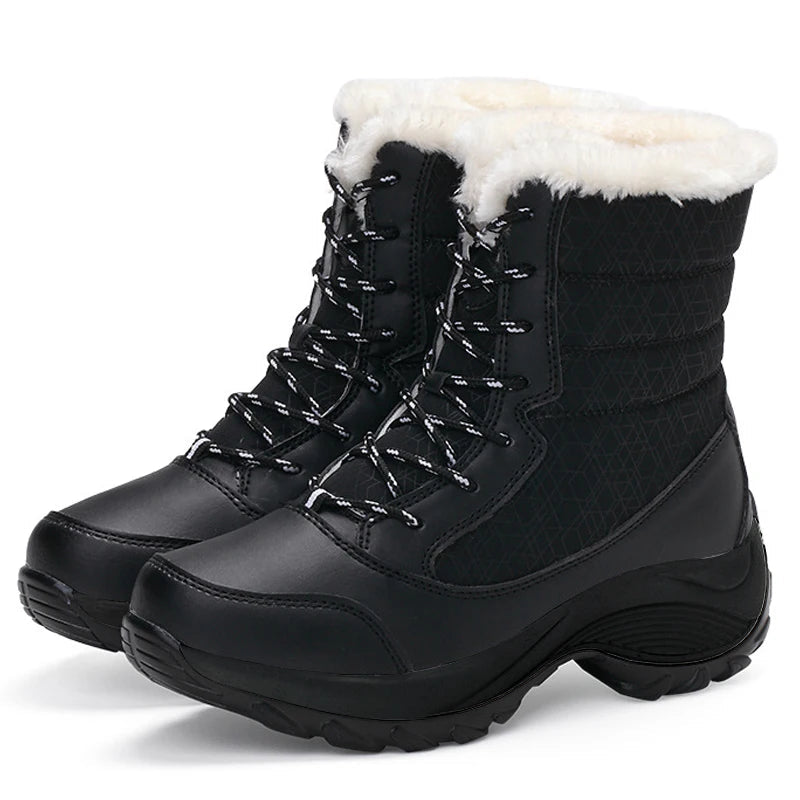 Berg-Feldt | Schneestiefel – Mitten-Wade – Kunstfell Gefüttert – Schnürsenkel – Plattformsohle – Wasserabweisend