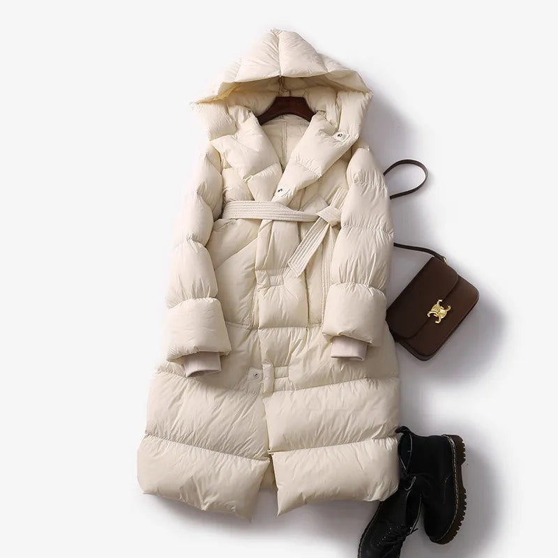 Berg-Feldt | Lang mit Kapuze für Frauen Ideal für den Winter