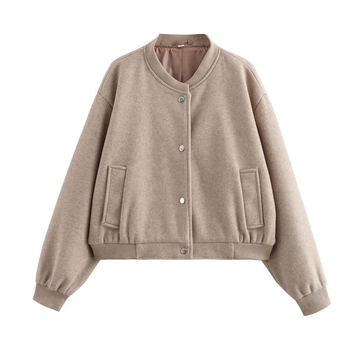 Veste bomber pour femme, boutonnée, courte, à manches longues de Lurestis