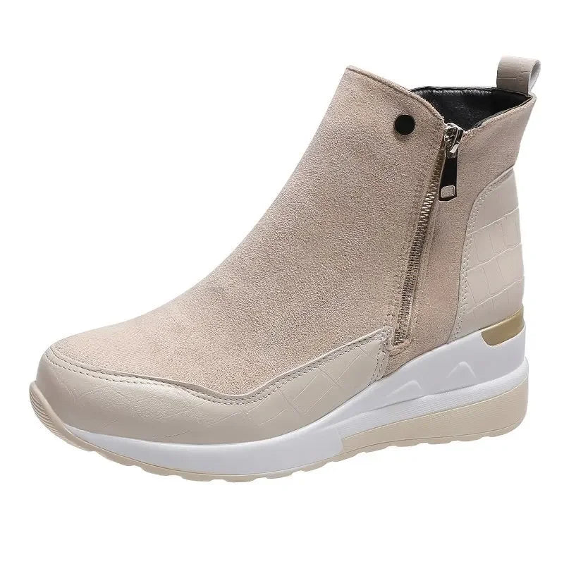 Berg-Feldt | Bottes de Neige Compensées d'Hiver à Semelle Épaisse en Coton