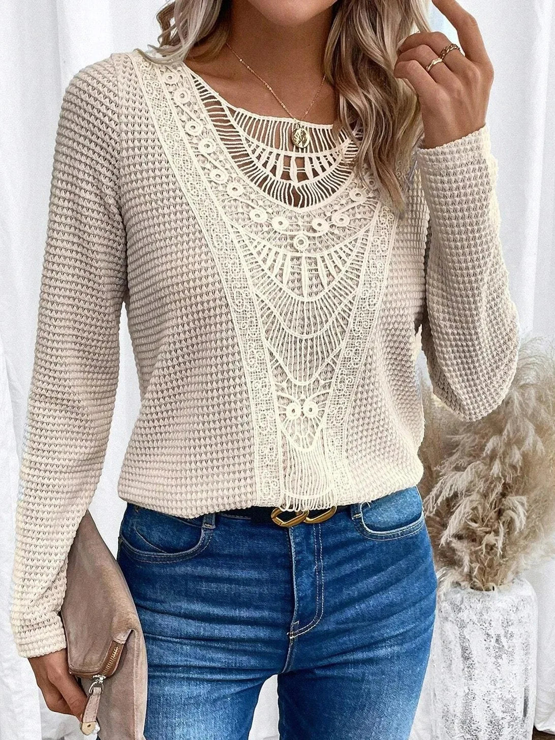Berg-Feldt | Blouse en dentelle Tricot texturé Élégante et bohème