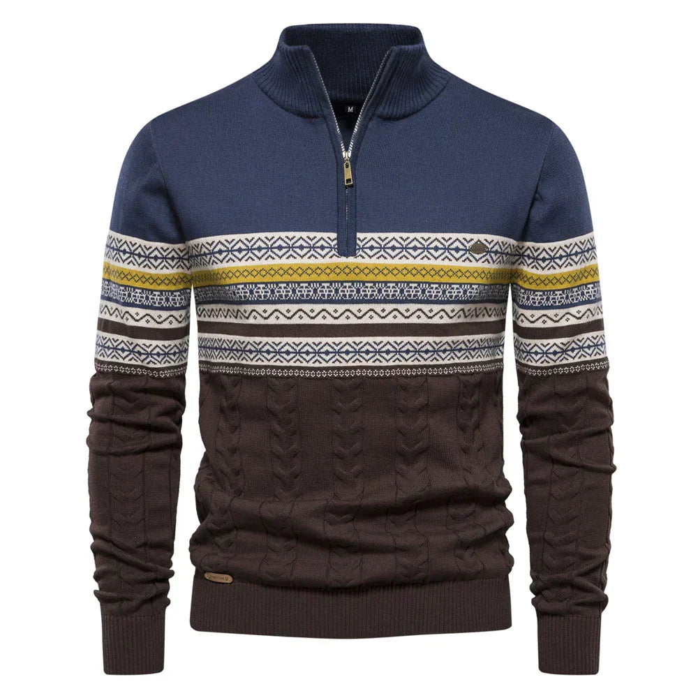 Pull-over d'hiver pour hommes à manches longues et fermeture éclair