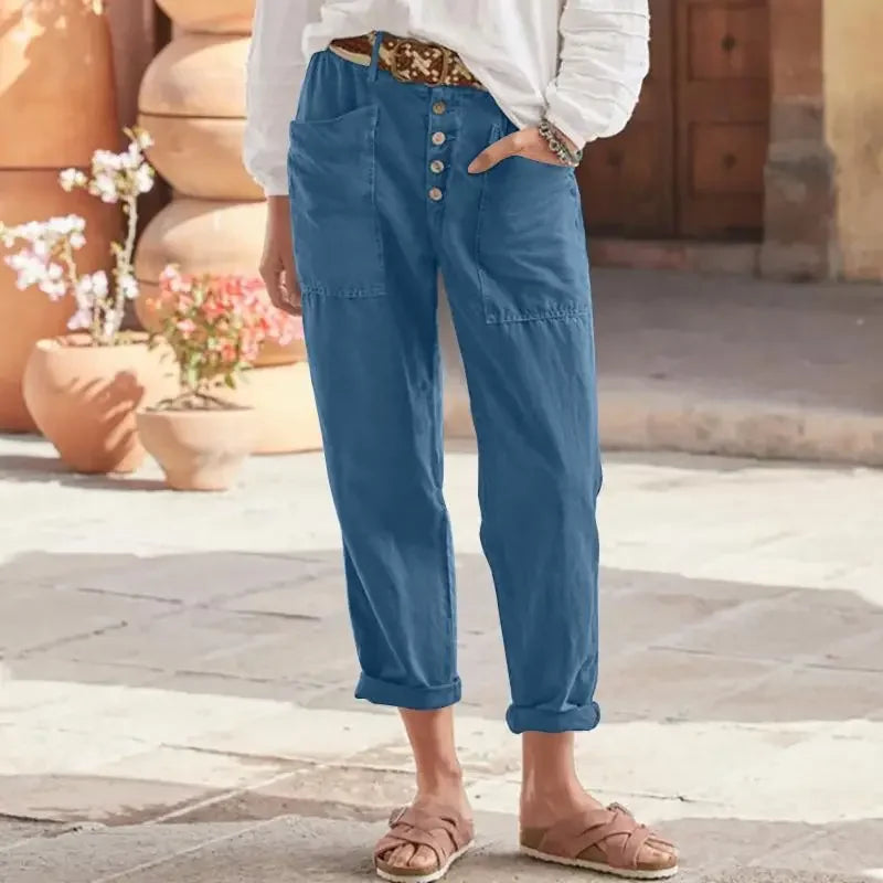 Pantalon BETTINA : Pantalon large orné de boutons
