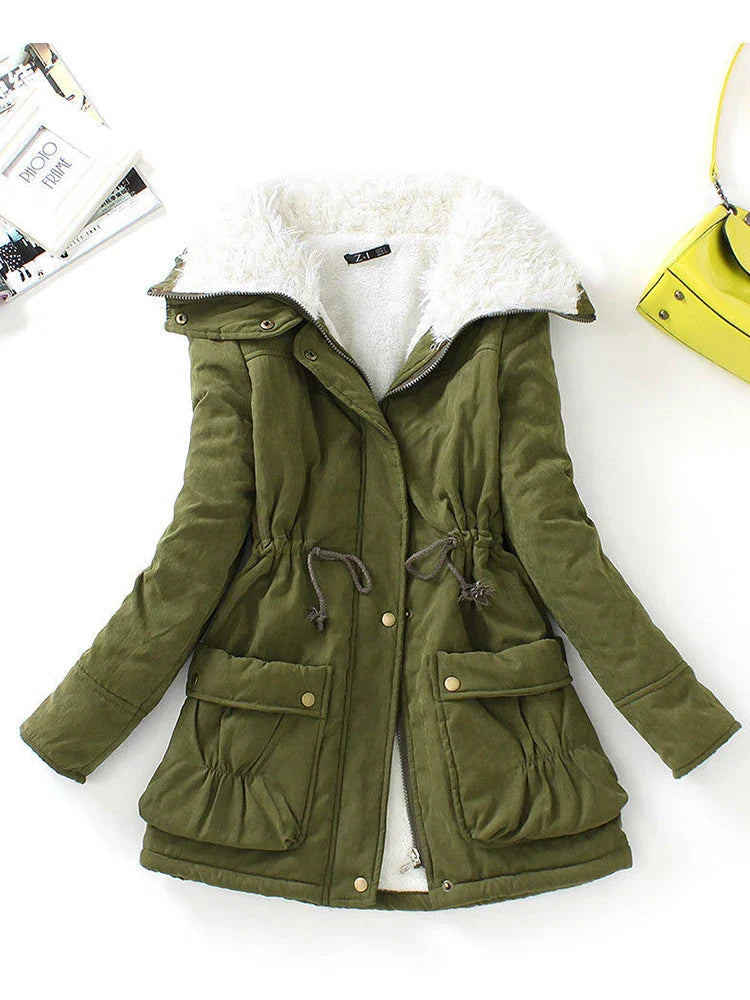 Berg-Feldt | Manteau d'hiver - Doublure en fausse fourrure - Coupe ajustable - Fermeture à glissière et à boutons-pression - Poches à rabat