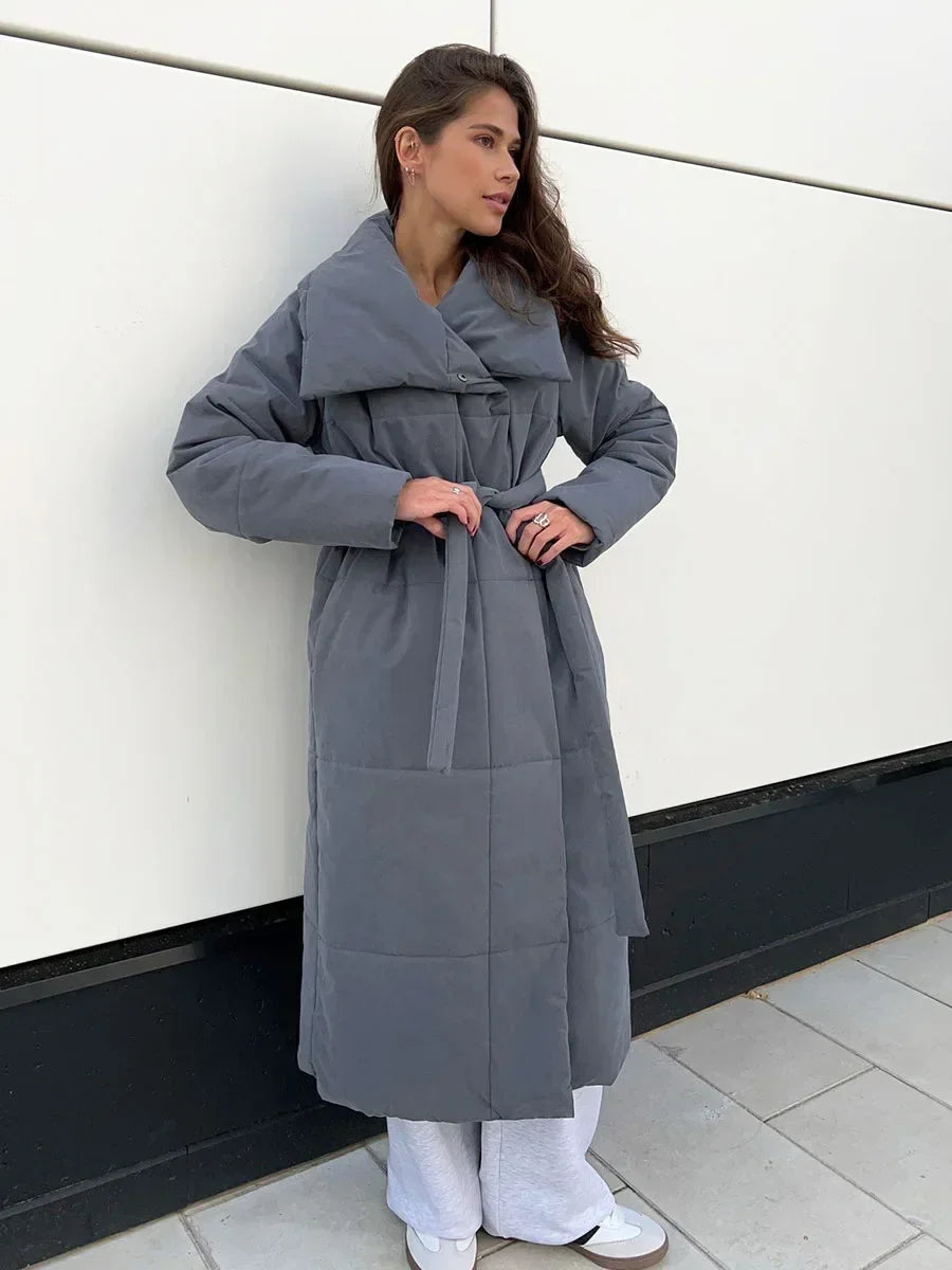 Berg-Feldt | Parka Lang Steppjacke mit Gürtel für Damen Ideal für Den Winter