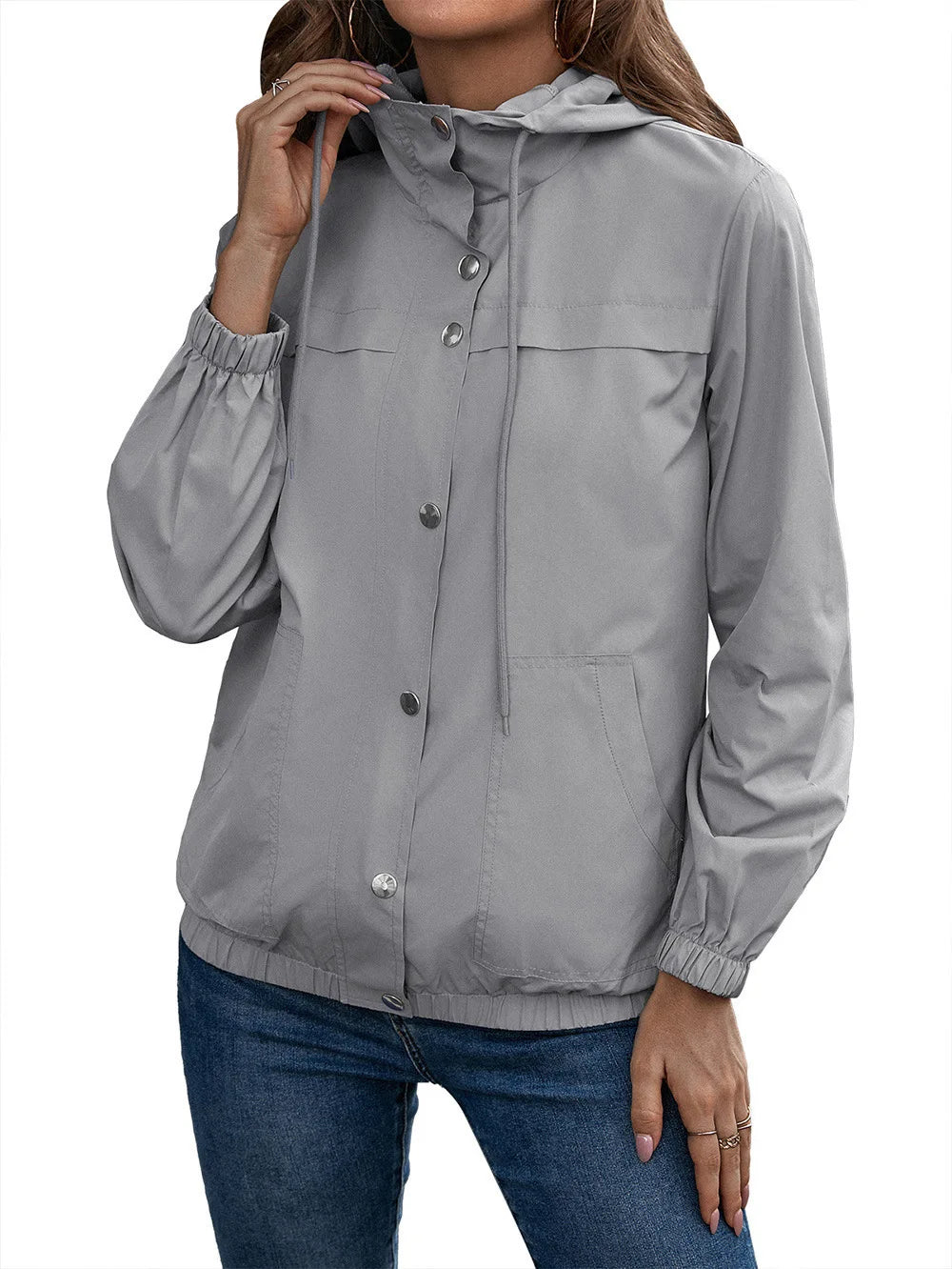 Berg-Feldt | Femme à Capuche Imperméable Trench-coat Manches Longues