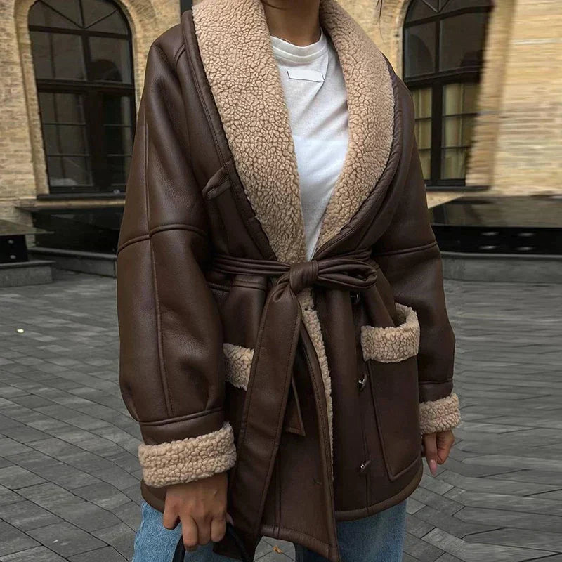 Berg-Feldt | Veste d'hiver en cuir avec fourrure