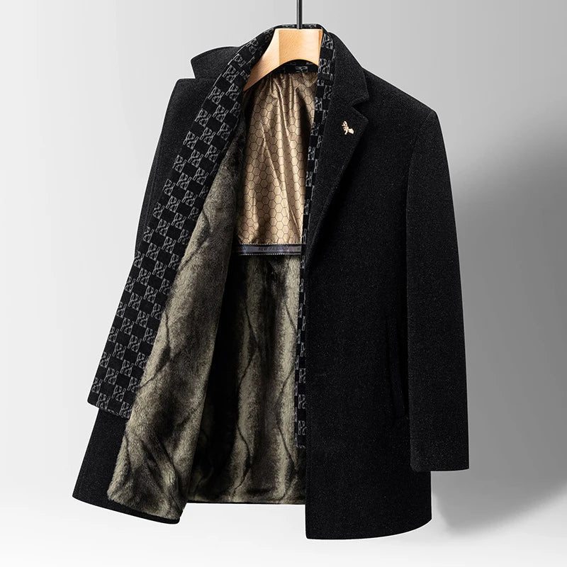 Berg-Feldt | Manteau pour homme en laine avec doublure synthétique en fourrure