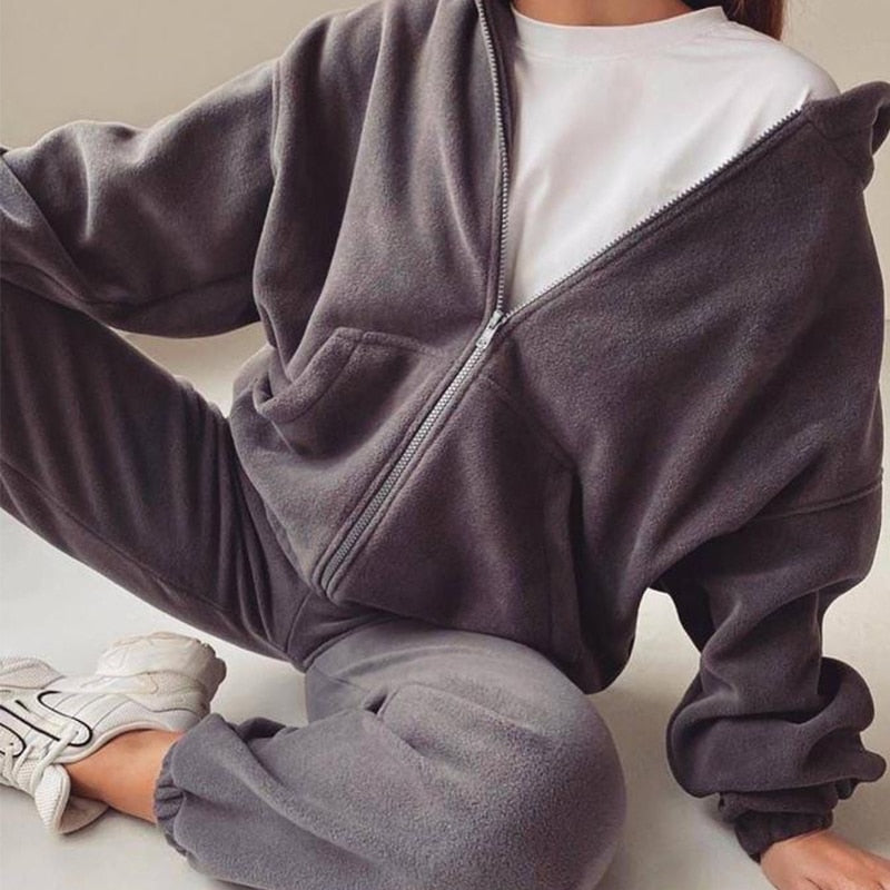 Loose Hooded Tracksuit with Long Sleeves from Fudus