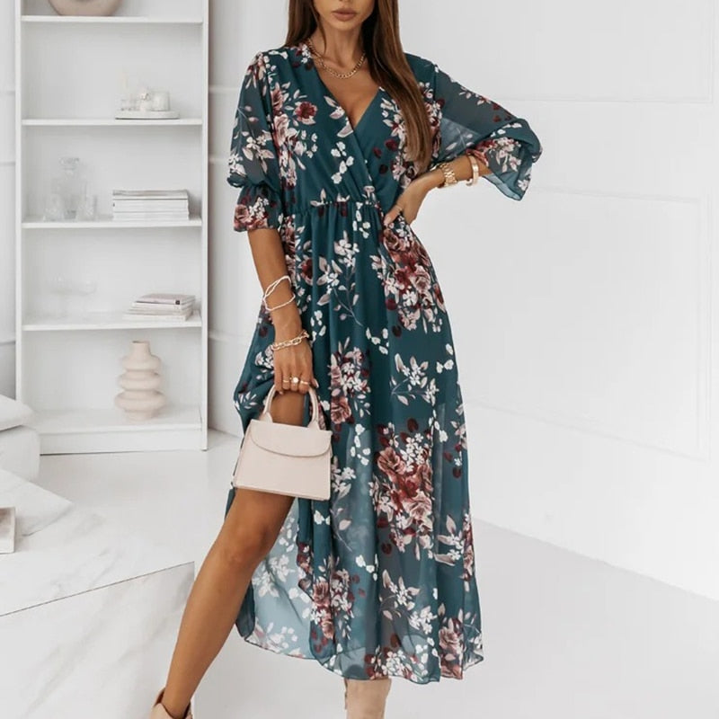 Robe midi Gloria avec fente à la jambe