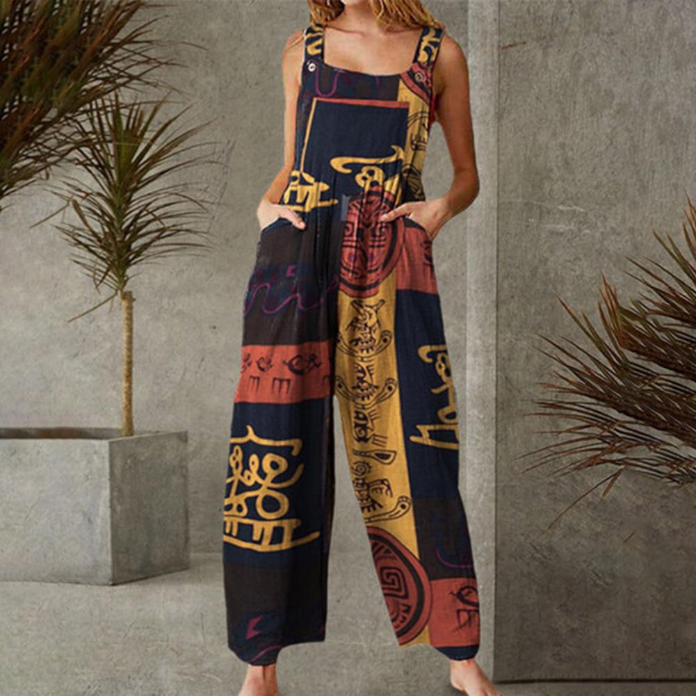 Combinaison-pantalon CLAIRE à jambes larges avec imprimé vintage