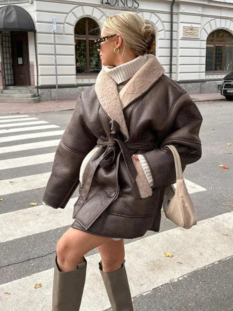 Berg-Feldt | Veste d'hiver en cuir avec fourrure