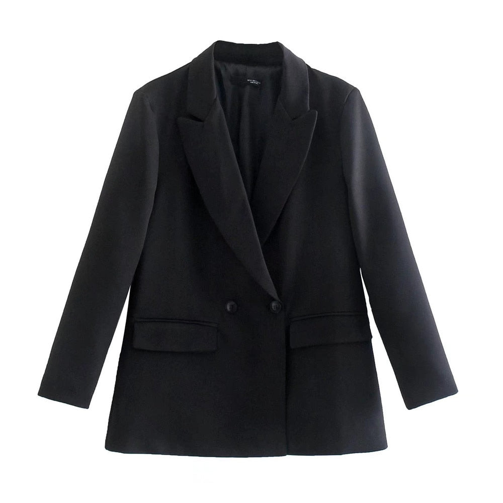 Blazer de bureau croisé élégant pour femme avec col, par Avelena