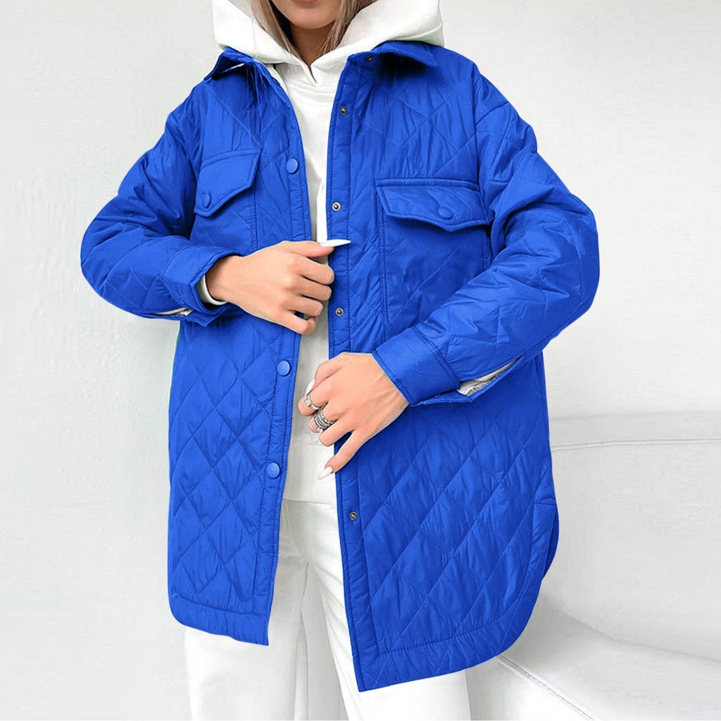 Berg-Feldt | Lange Steppjacke mit Druckknopfverschluss für Frauen Ideal für Den Winter