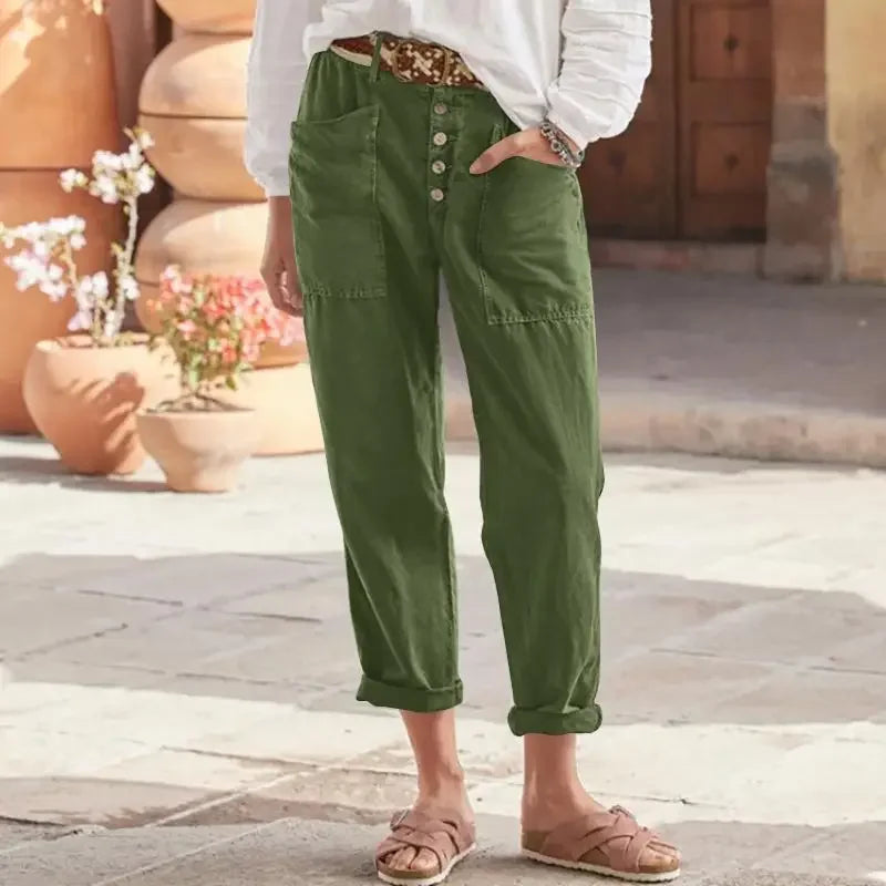 Pantalon BETTINA : Pantalon large orné de boutons