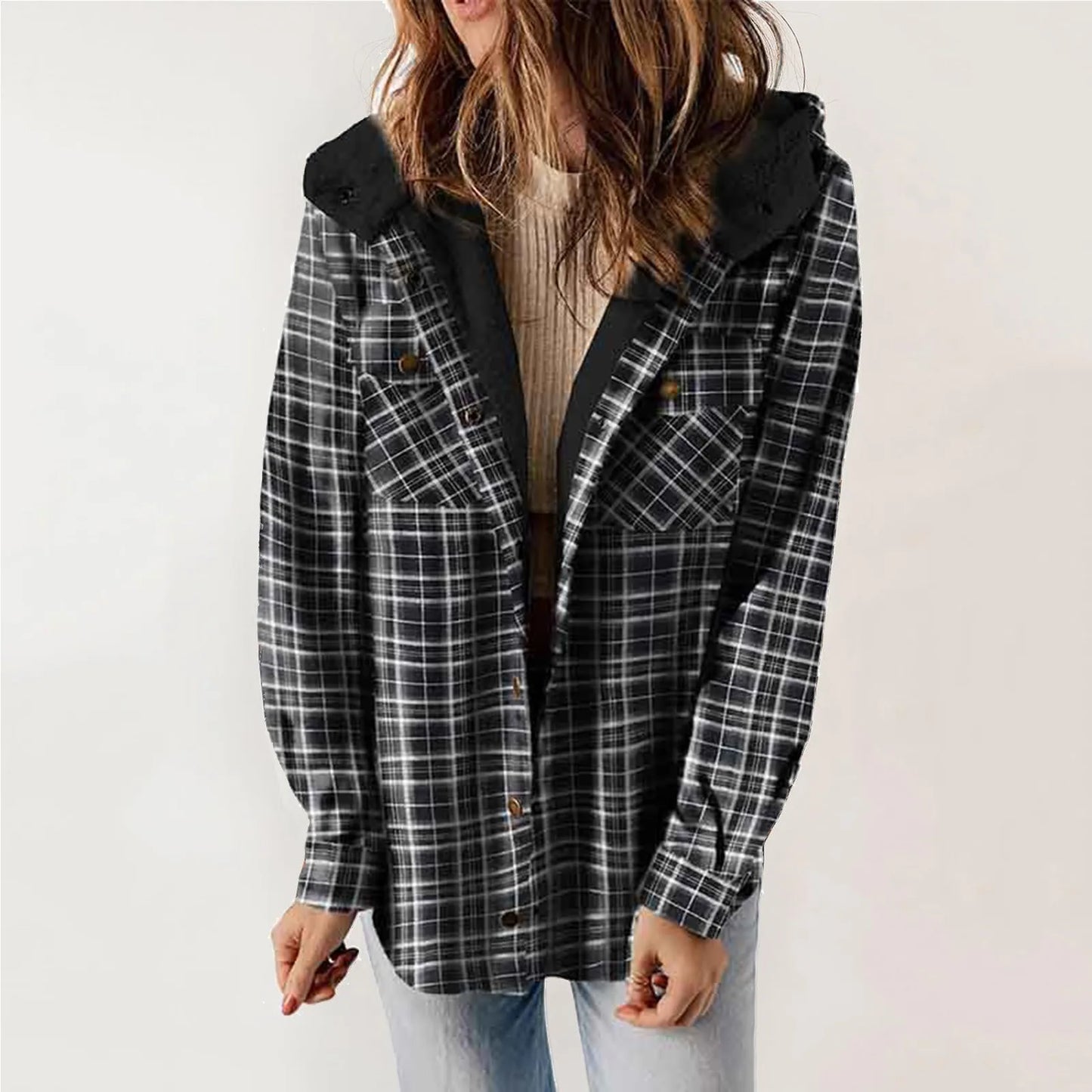 Berg-Feldt | Sherpa - Hemd Beige - Damen Gemütliche Flanelljacke