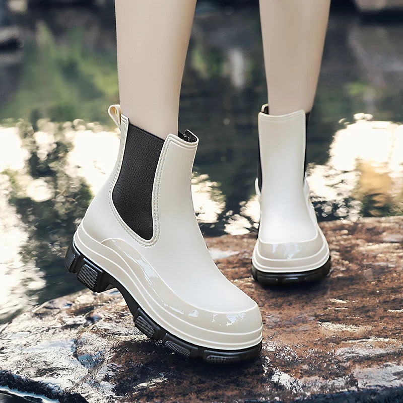 Berg-Feldt | Kurze Gummistiefel – Wasserdicht – Slip-On – Elastische Einsätze – Grip-Sohle
