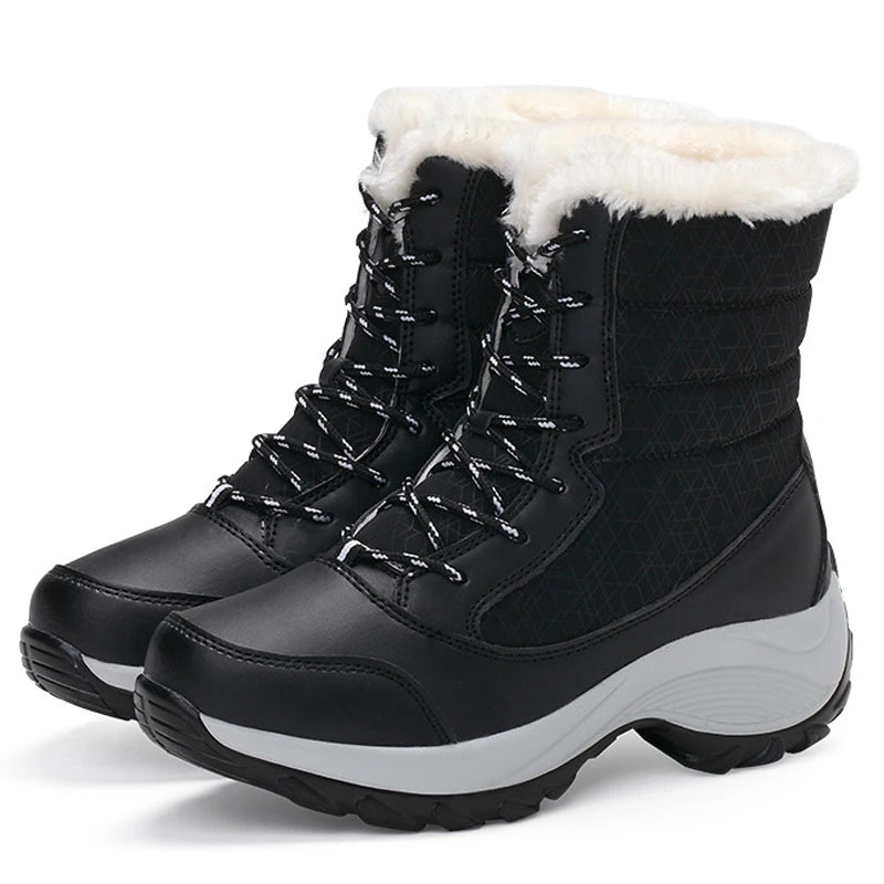 Berg-Feldt | Schneestiefel – Mitten-Wade – Kunstfell Gefüttert – Schnürsenkel – Plattformsohle – Wasserabweisend