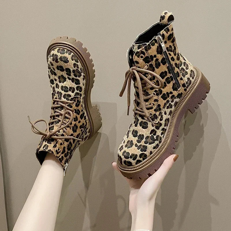 Berg-Feldt | Dick-Sohlige Leopardmuster Kurze Stiefel
