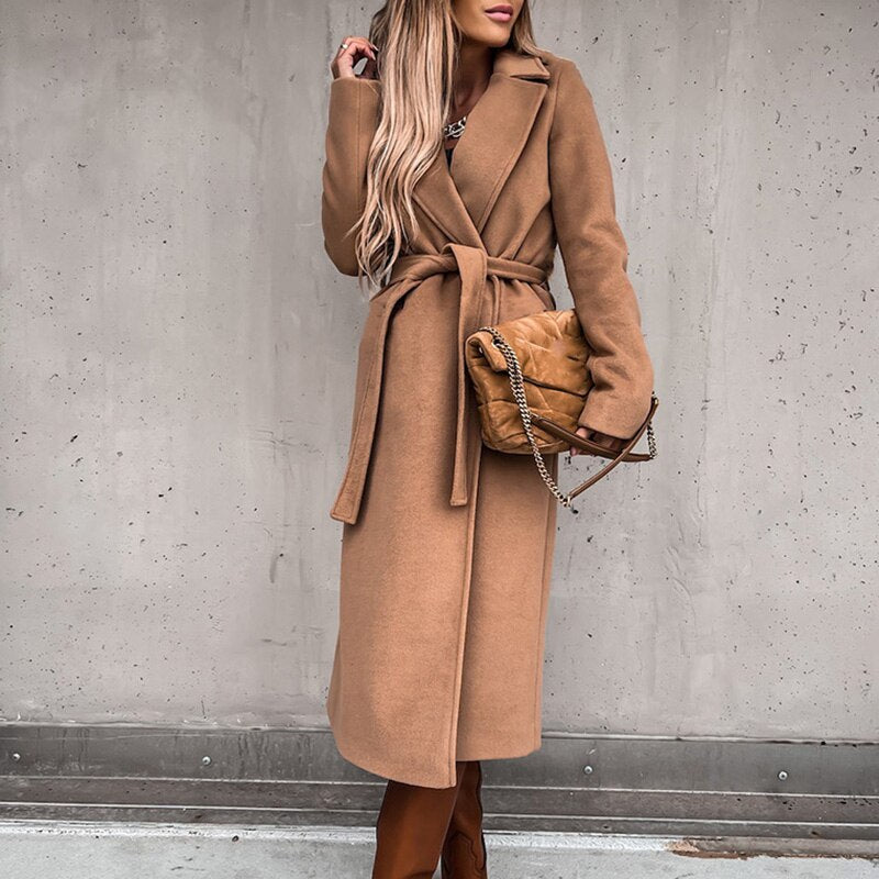 Berg-Feldt | elegante lange Damenjacke mit Gürtel