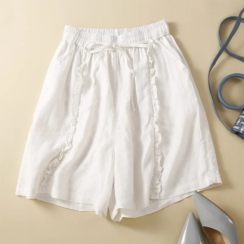 Shorts en coton et lin par Sylvie