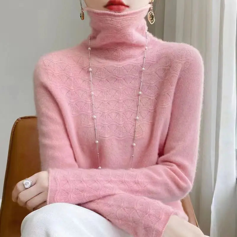 Pull col roulé à motifs pour femme