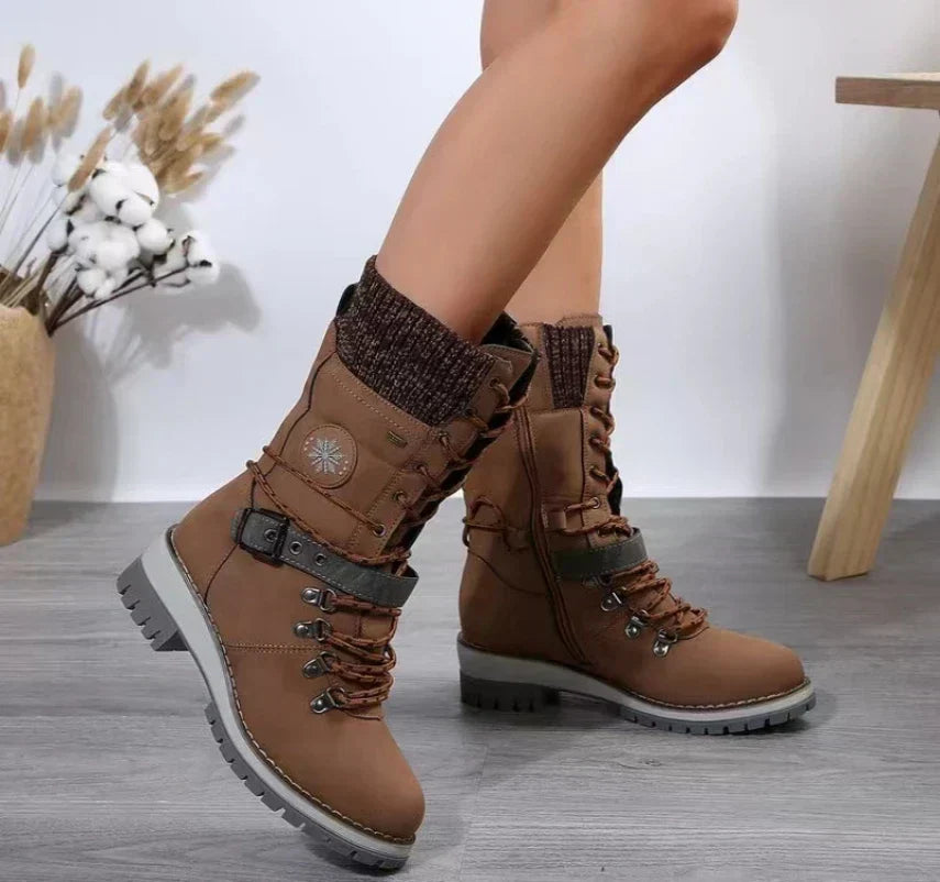 Berg-Feldt | Schnürstiefel mit Schnallenriemen und Warmem Futter