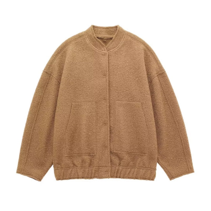 Berg-Feldt | Veste Longue Femme Coupe Oversize Manches Longues à Boutons Dissimulés