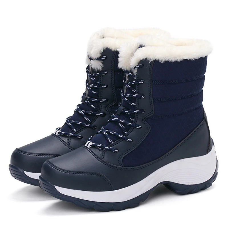 Berg-Feldt | Schneestiefel – Mitten-Wade – Kunstfell Gefüttert – Schnürsenkel – Plattformsohle – Wasserabweisend