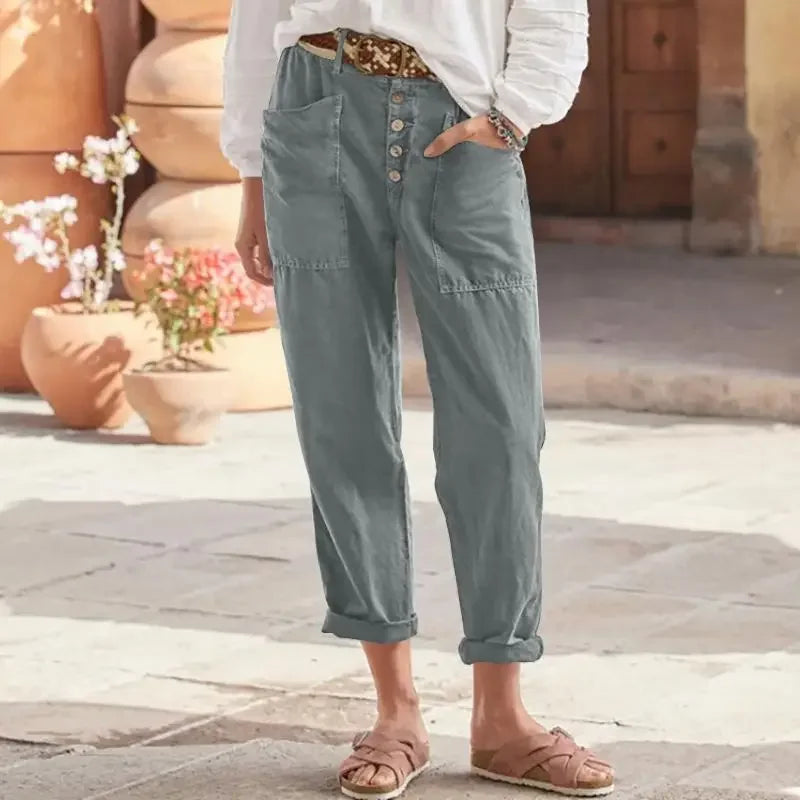 Pantalon BETTINA : Pantalon large orné de boutons