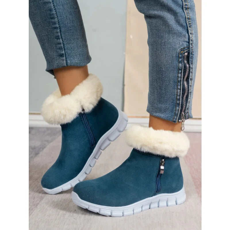 Berg-Feldt | Runde Zehe Schlichte Plüsch Winterschuhe