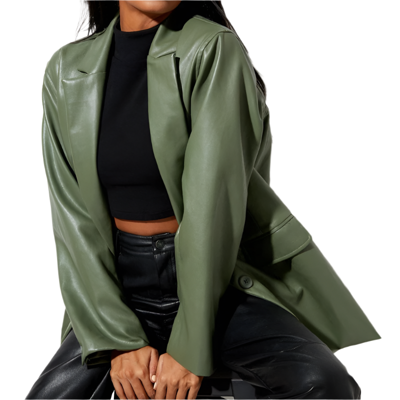 Berg-Feldt | Vintage Blazer mit Lederlook für Damen