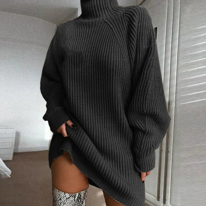 Robe pull midi vert sauge à manches raglan