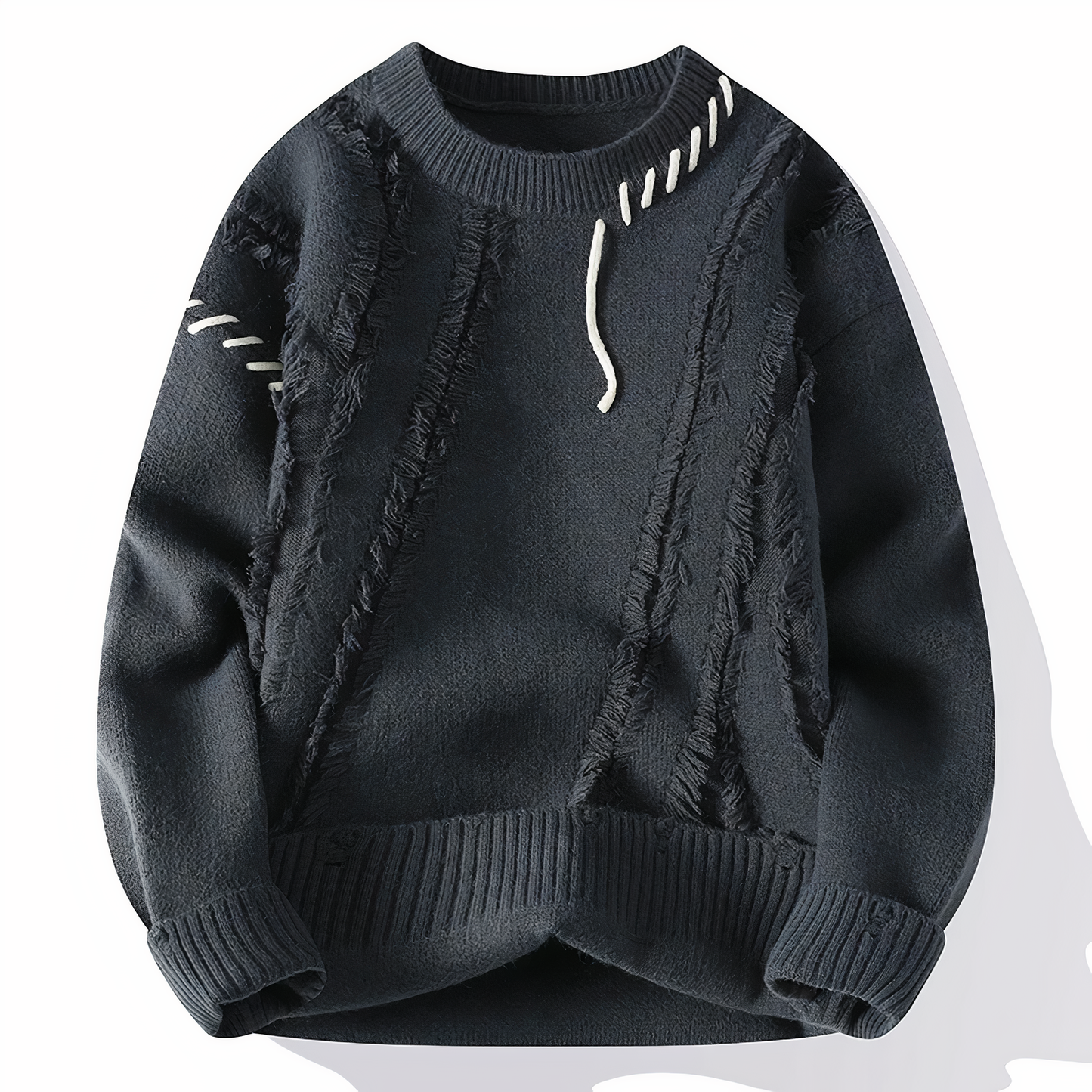 Herrenpullover mit Fransenmuster