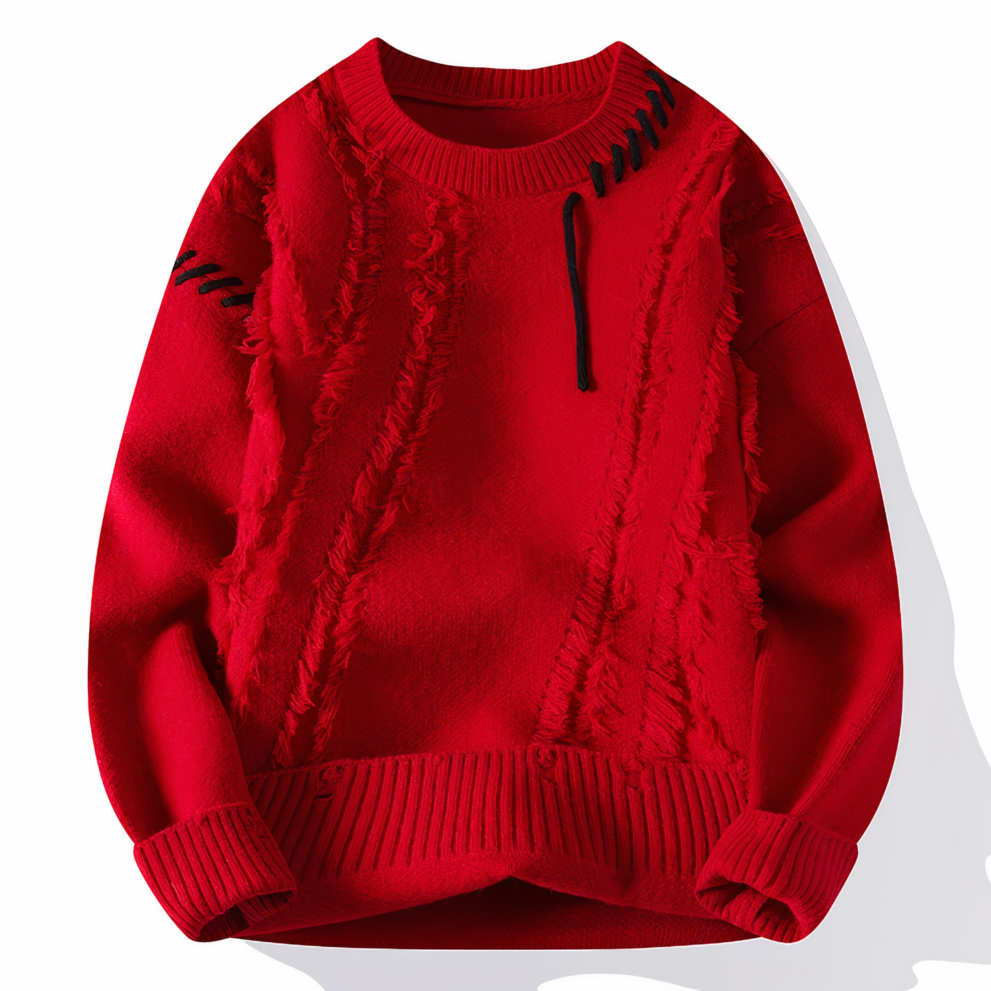 Herrenpullover mit Fransenmuster