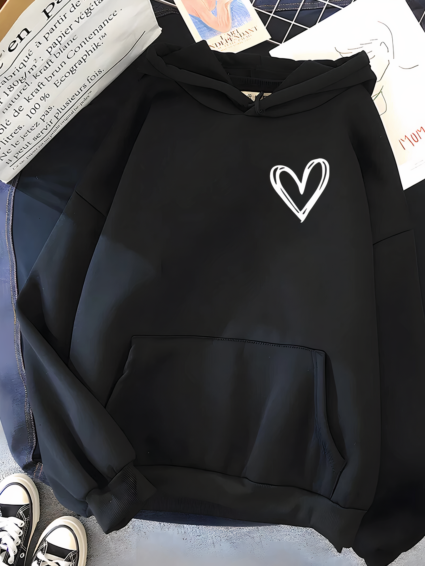 Sweat à capuche pour femme avec imprimé cœur - Saylor