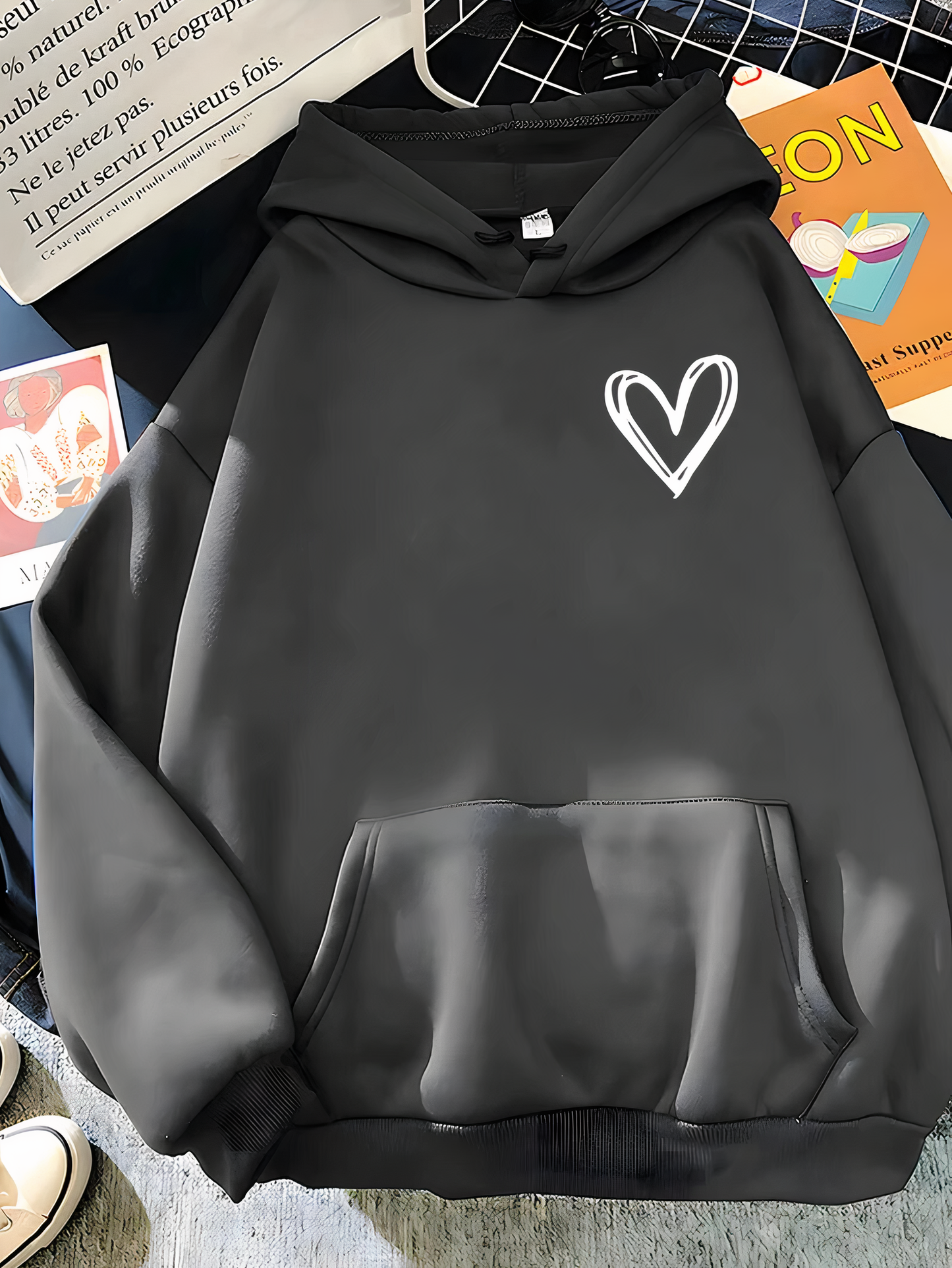 Sweat à capuche pour femme avec imprimé cœur - Saylor