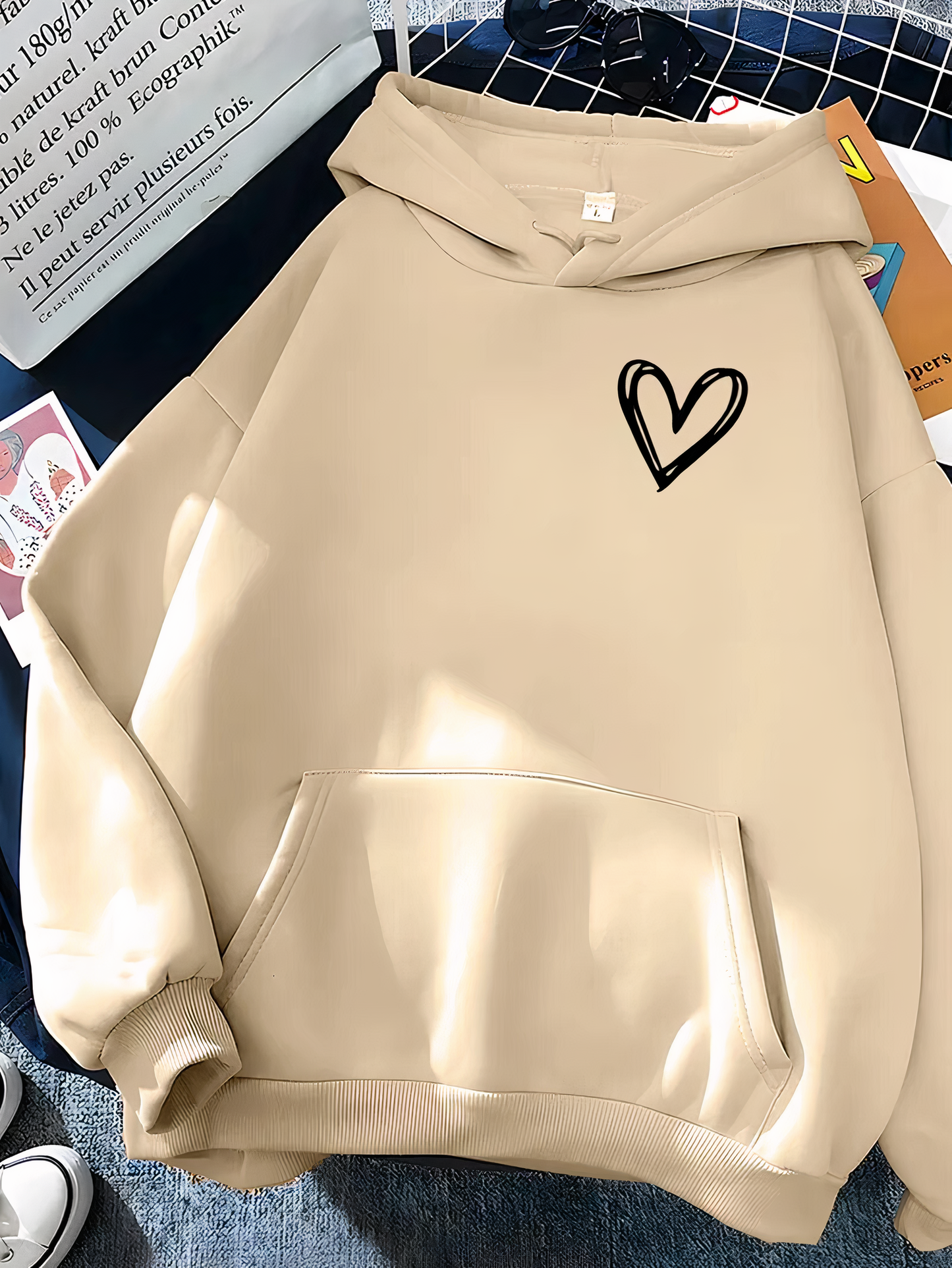 Sweat à capuche pour femme avec imprimé cœur - Saylor