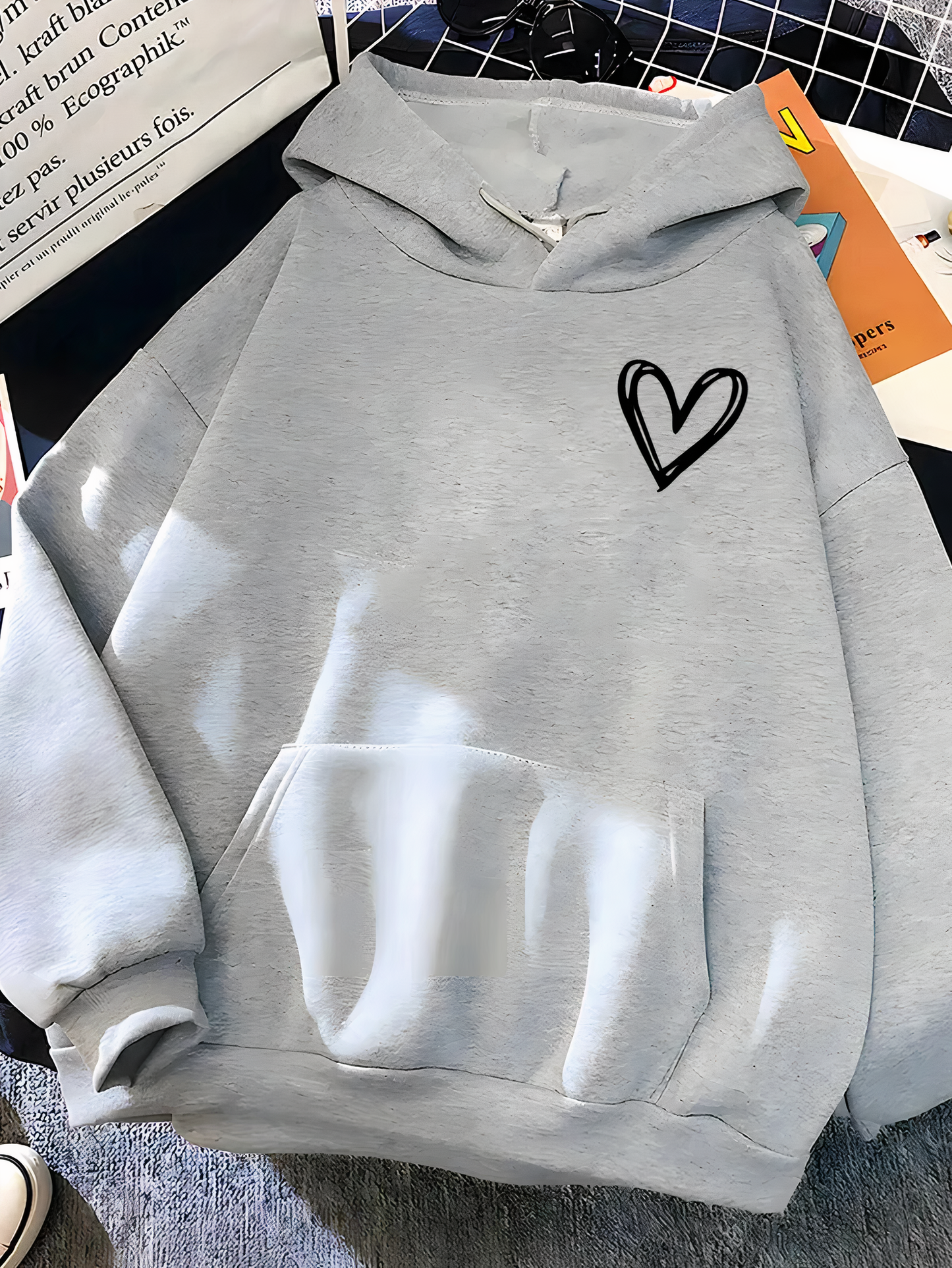 Sweat à capuche pour femme avec imprimé cœur - Saylor