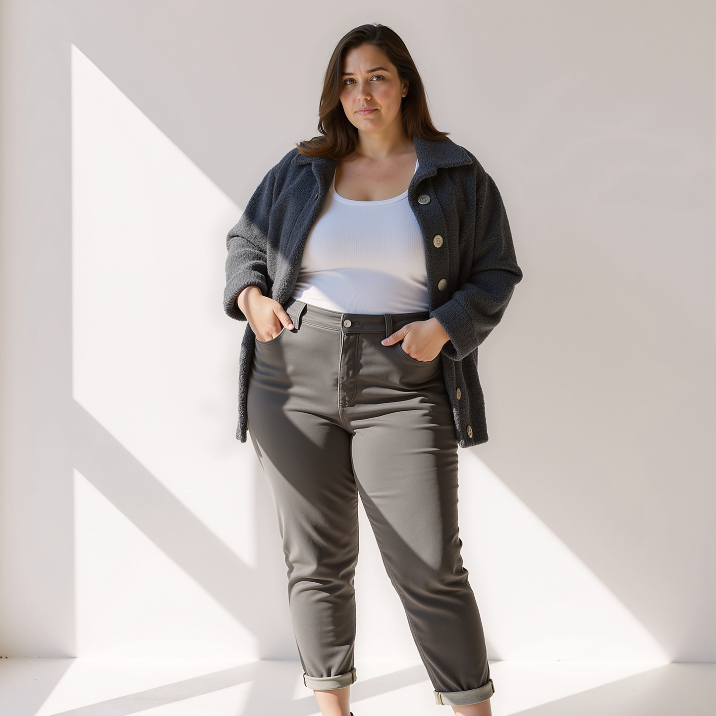 Berg-Feldt | Veste automne en peluche douce pour femme avec boutons et poches