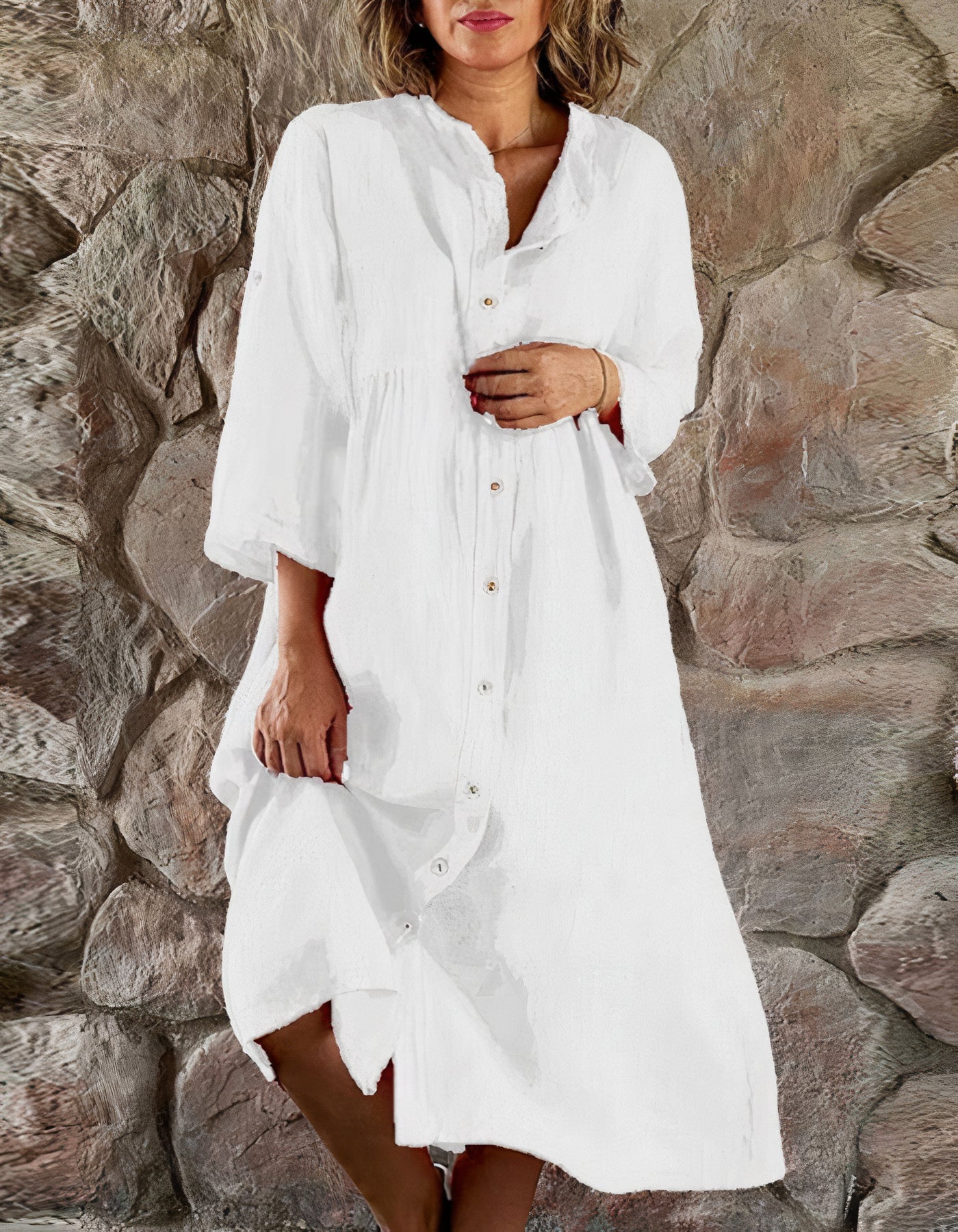 Robe de plage en coton et lin Skye
