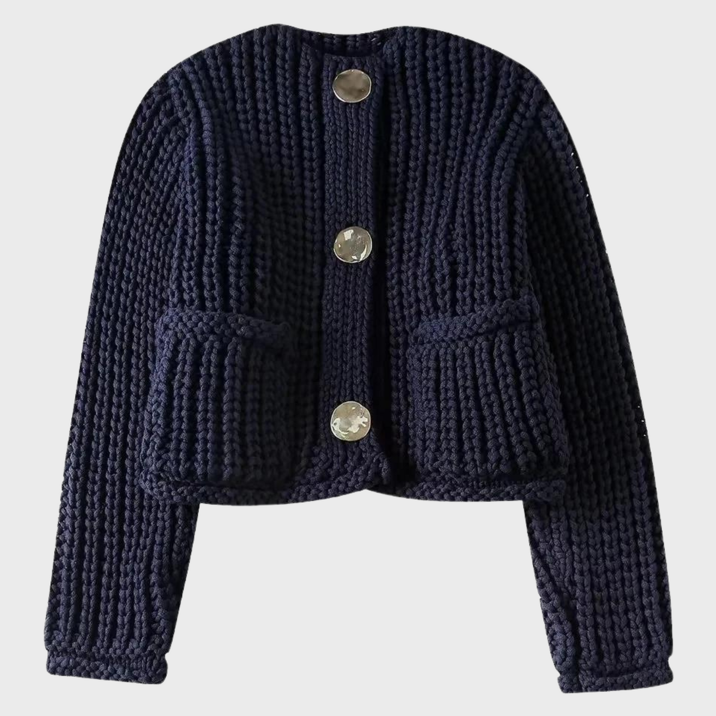 Berg-Feldt | Strickpullover mit Rundhalsausschnitt und Knöpfen