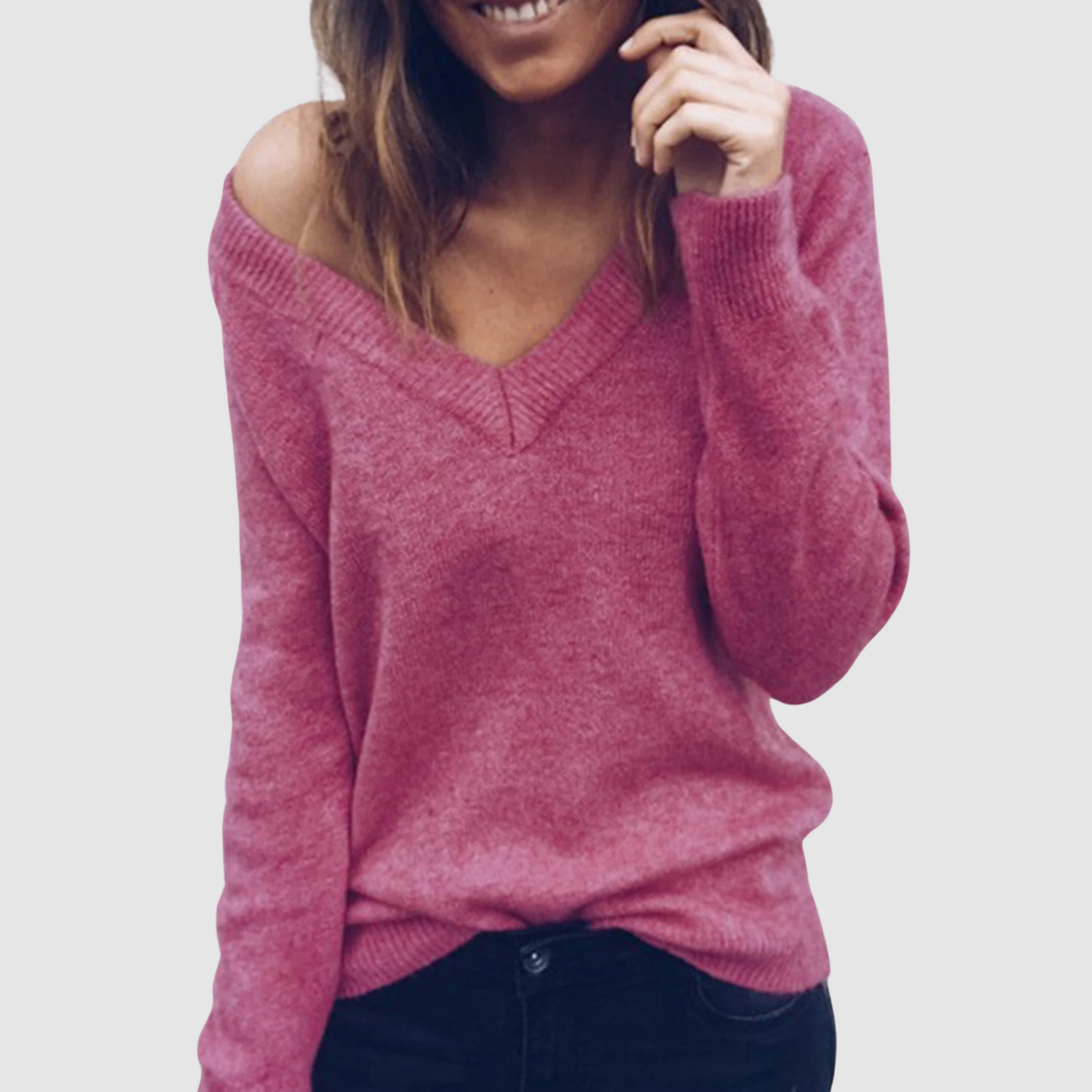 Berg-Feldt | Strickpullover mit V-Ausschnitt und Lockerer Halslinie