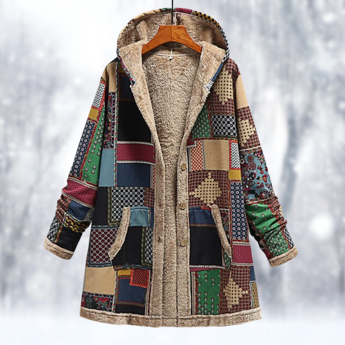 Berg-Feldt | Langer Fleece Mantel mit Kapuze