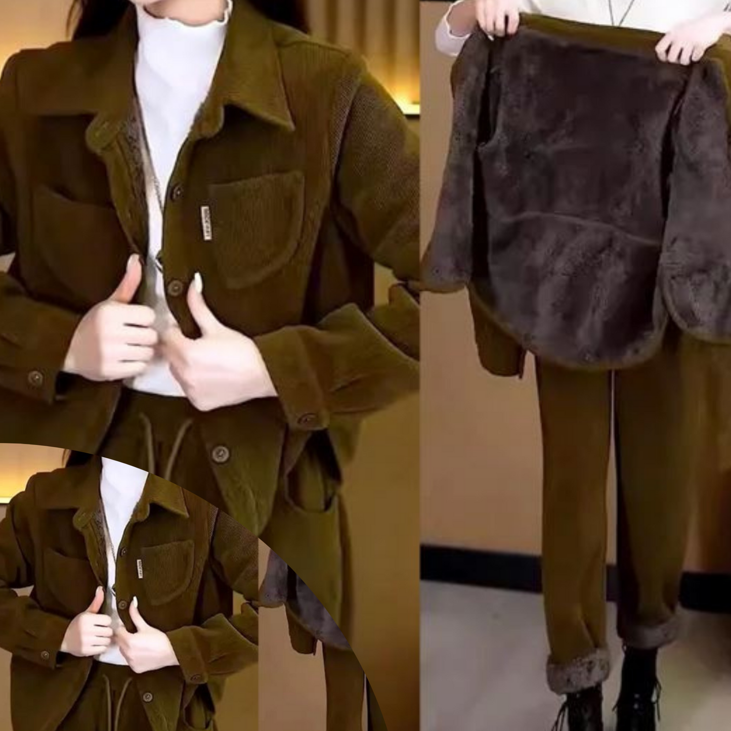 Tenue d'hiver Cassi Damen : Veste et pantalon de style vintage